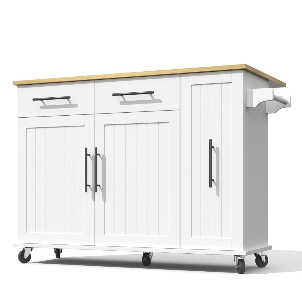 Isola da cucina 120x40(65)x90 cm con piano a ribalta e organizer a 3 livelli in MDF bianco e naturale