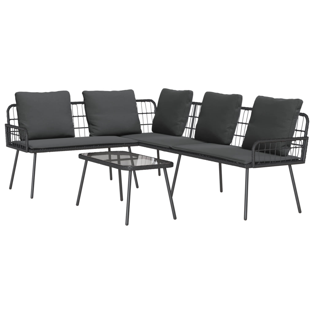 Set da Giardino a 2 Pezzi con Cuscini in Rattan Sintetico Nero