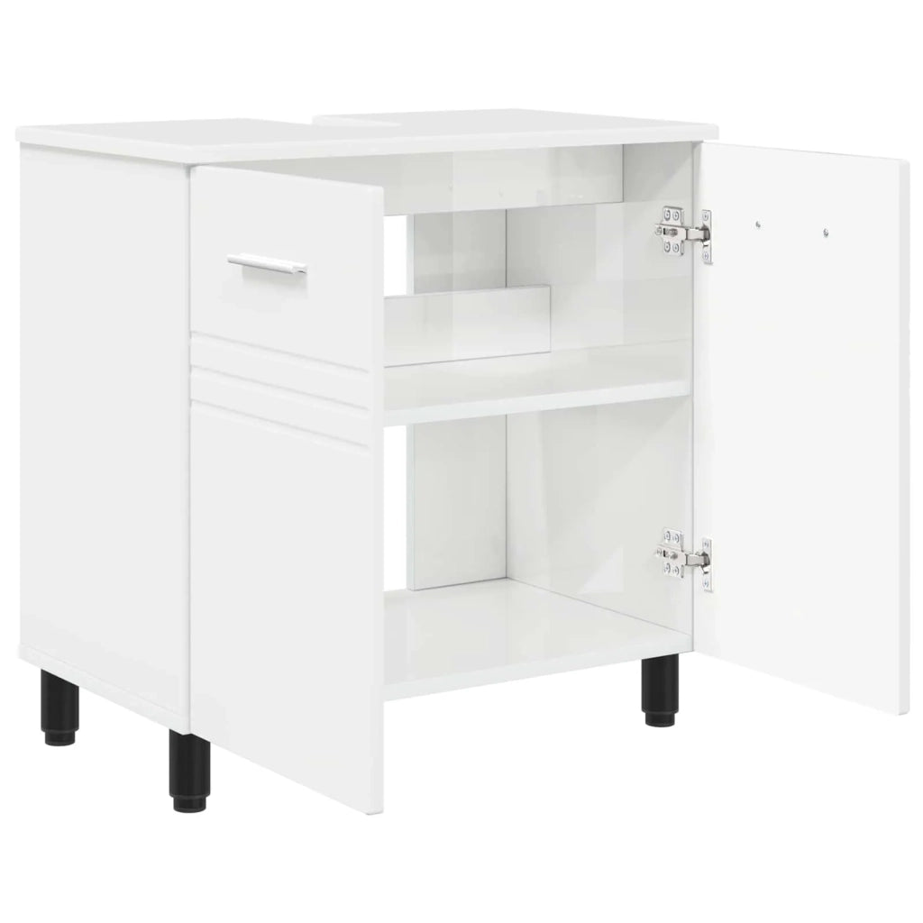 Mobiletto da bagno Bianco Lucido 60 x 35 x 60 cm 889409