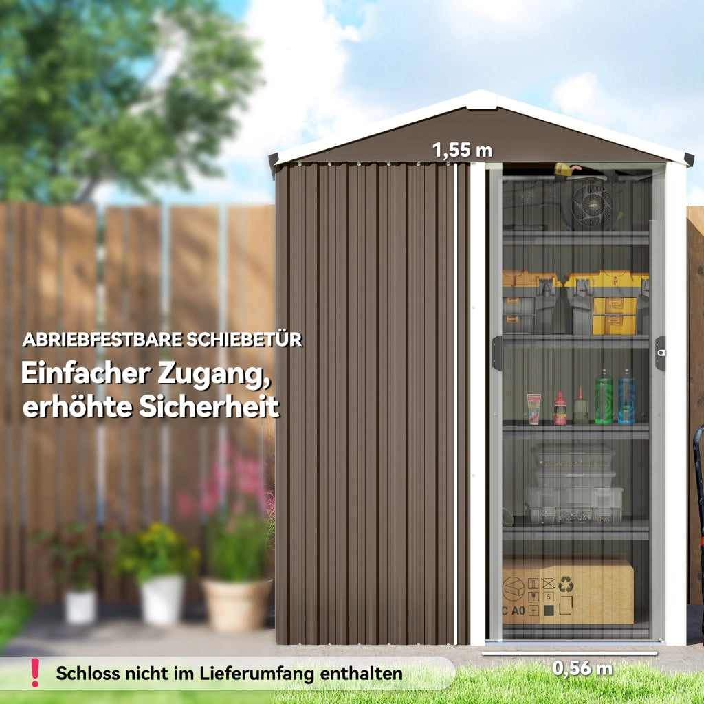 Casetta da giardino in metallo con serratura ¨C Zephmum ¨C 136x87x179 cm