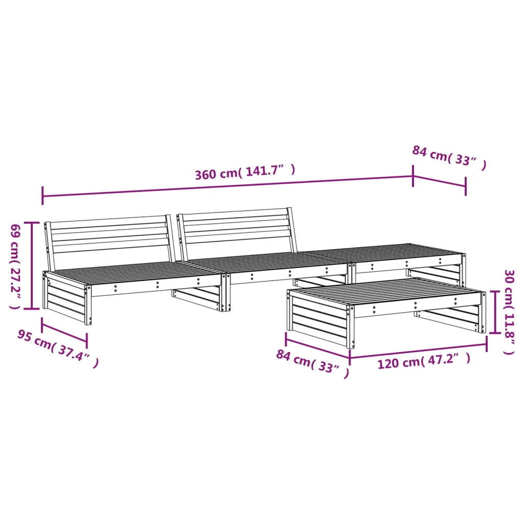 Set Salotto da Giardino 4 pz in Legno Impregnato di Pino 3186633