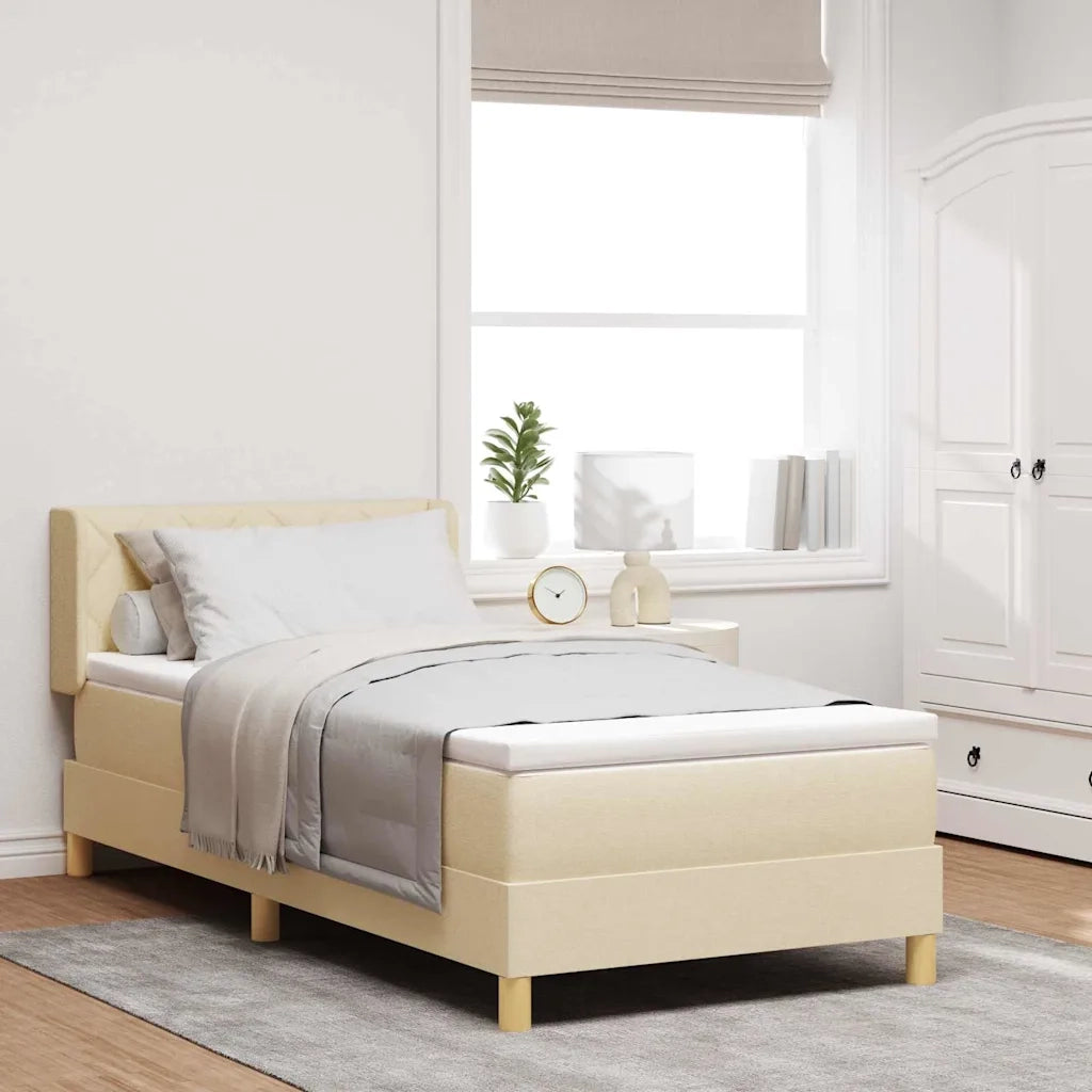 Letto a molle con materasso Crema 190 x 90 cm Poliestere 3341333