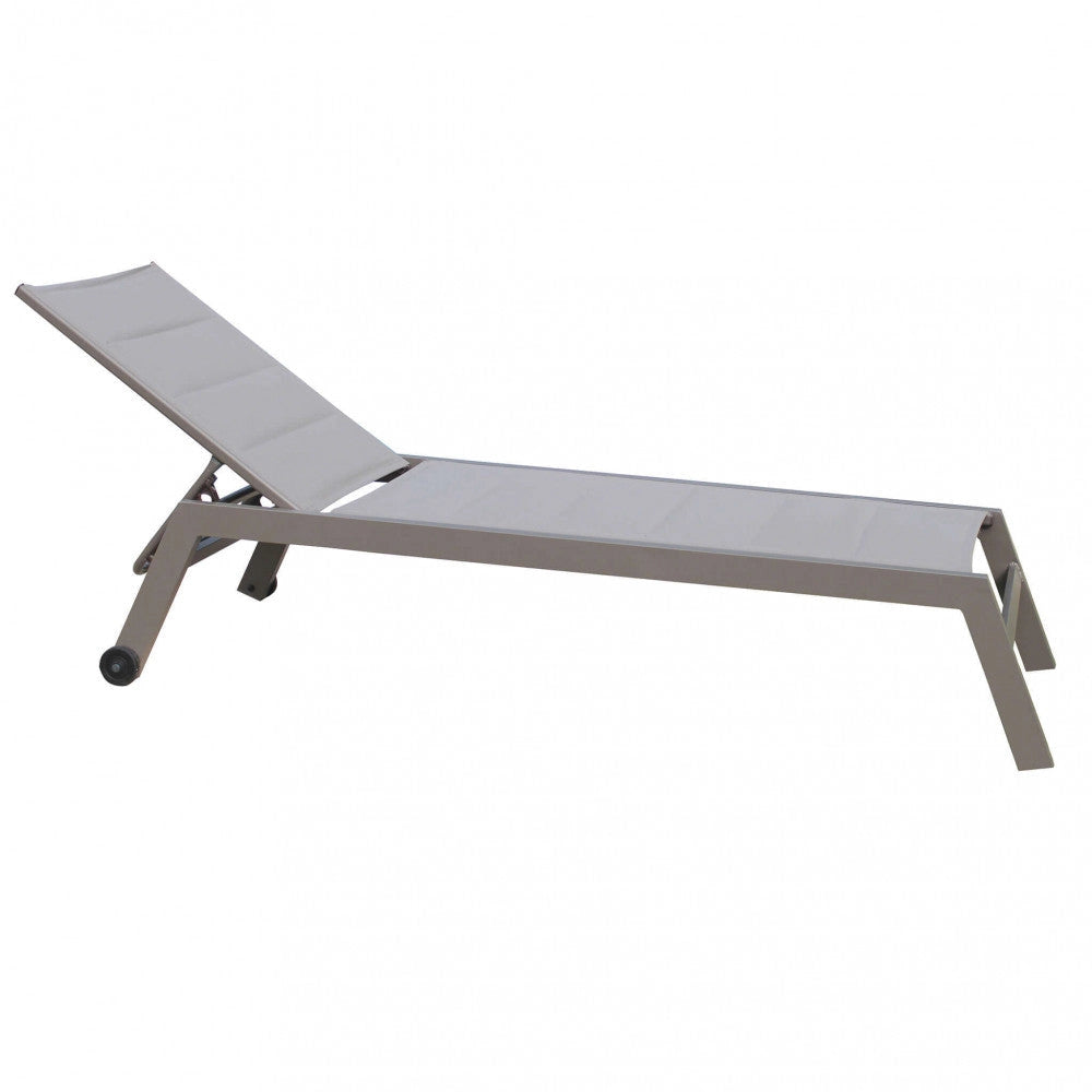 Lettino Prendisole da Giardino Formentera Impilabile 198x61x34/95 h cm in Alluminio Taupe