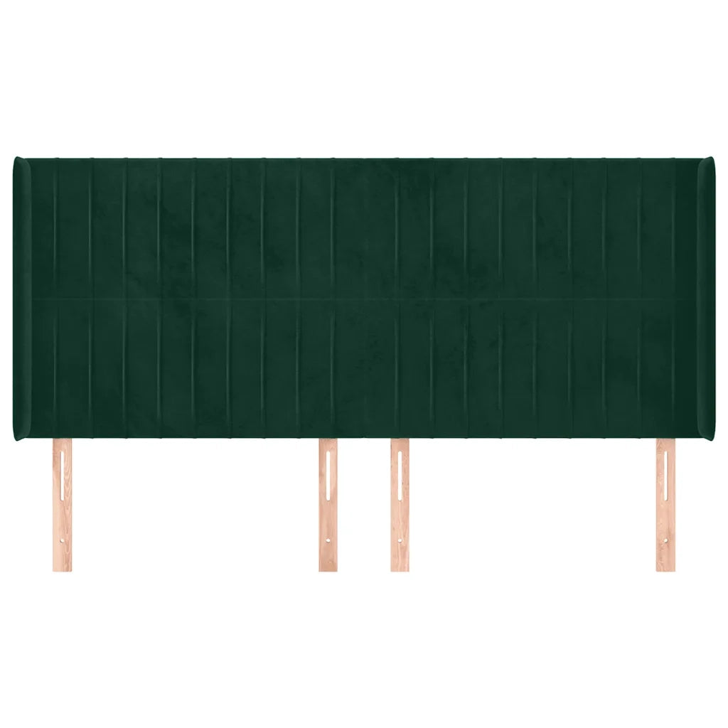Testiera ad Orecchio Verde Scuro 183x16x118/128 cm in Velluto 3119881