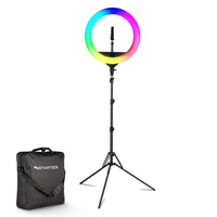 Instarter Ring light a LED con treppiedi, Luce ad anello orientabile a 180°, Lampada per video da 60 W con testa a sfera 360°, illuminazione regolabile