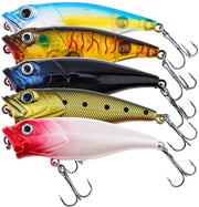 Lokkatori per Pesci 5 Stuks - Alettone Artificiale - Topwater Lure - Ogni 3D Colorato - 7 cm - 8,5 g - Punte di Recinzione Affilate - Alettone Artificiale