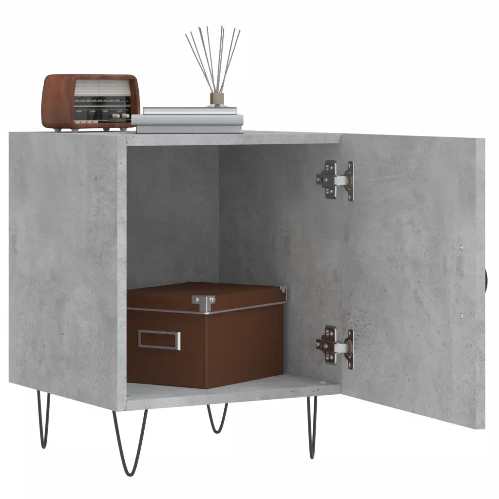 Set di 2 Comodini | Armadio da Notte | Mobiletto da notte Grigio Cemento 40x40x50 cm in Legno Multistrato