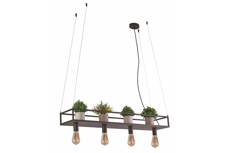 Lampada sospensione Fiore mensola piante 4xE27 nera