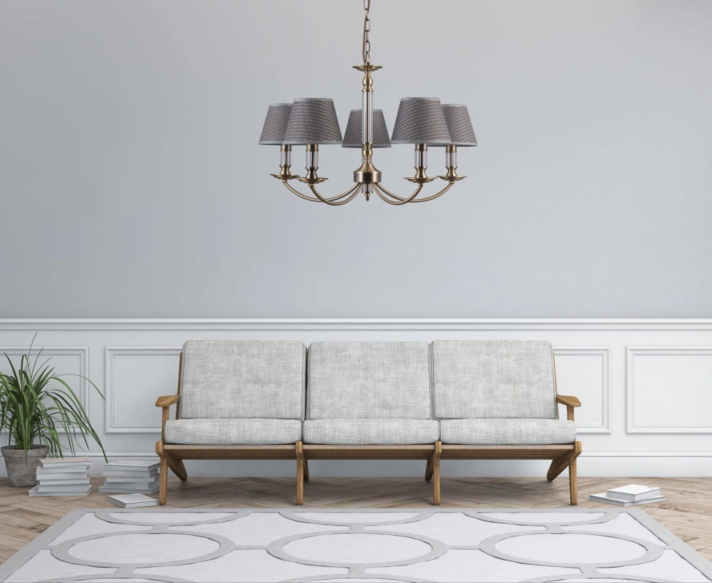 Lampadario Italux Zanobi classico bronzo antico 5xE14