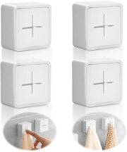 Pacco di 4 tenitori di asciugamani adesivi, maniglie di asciugamani senza foratura, tenitori di asciugamani ABS adesivi per cucina, tenitori di asciugamani, tenitori di asciugamani per bagno, cucina e casa, bianco