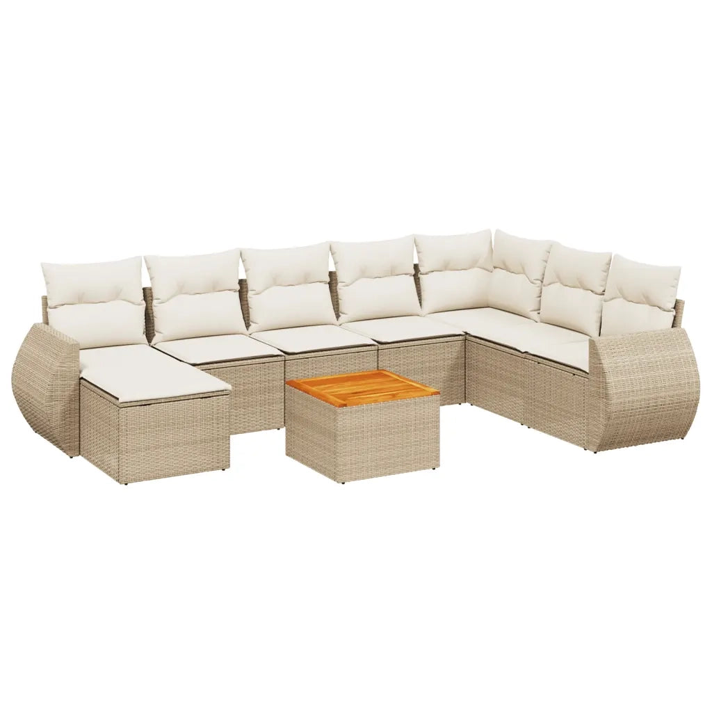 Set Divano da Giardino 9 pz con Cuscini Beige in Polyrattancod mxl 92739