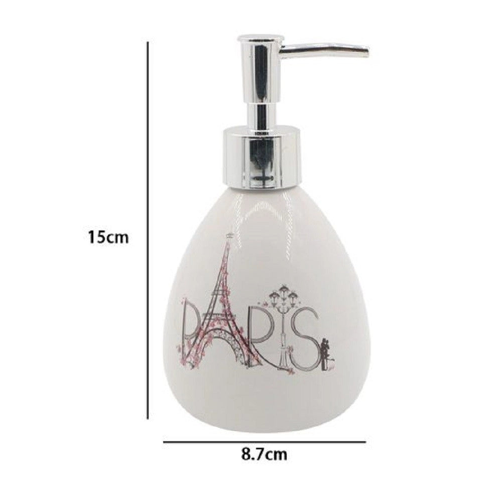 Trade Shop - Dispenser Porta Sapone Liquido Scritta Paris Portasapone Accessorio Bagno 87035 -