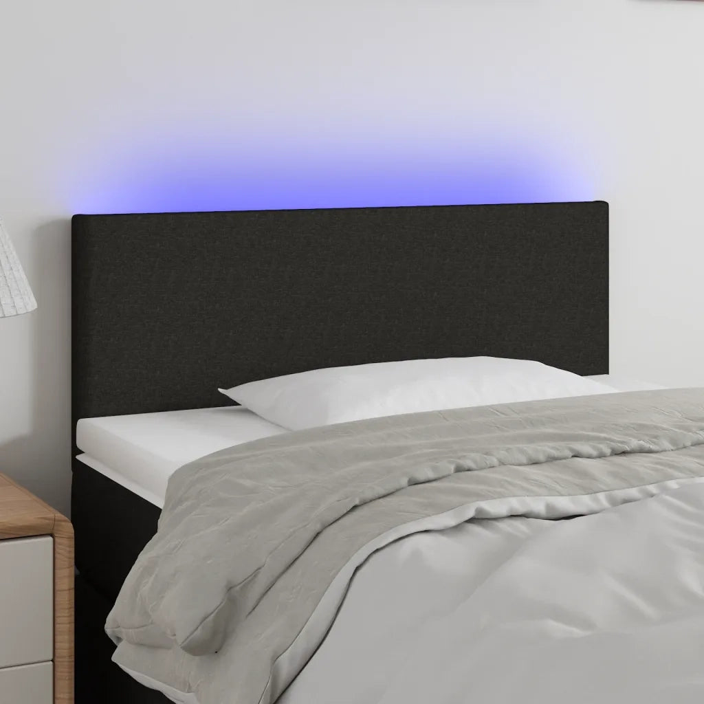 Testiera | Testata a LED Nera 100x5x78/88 cm in Tessuto
