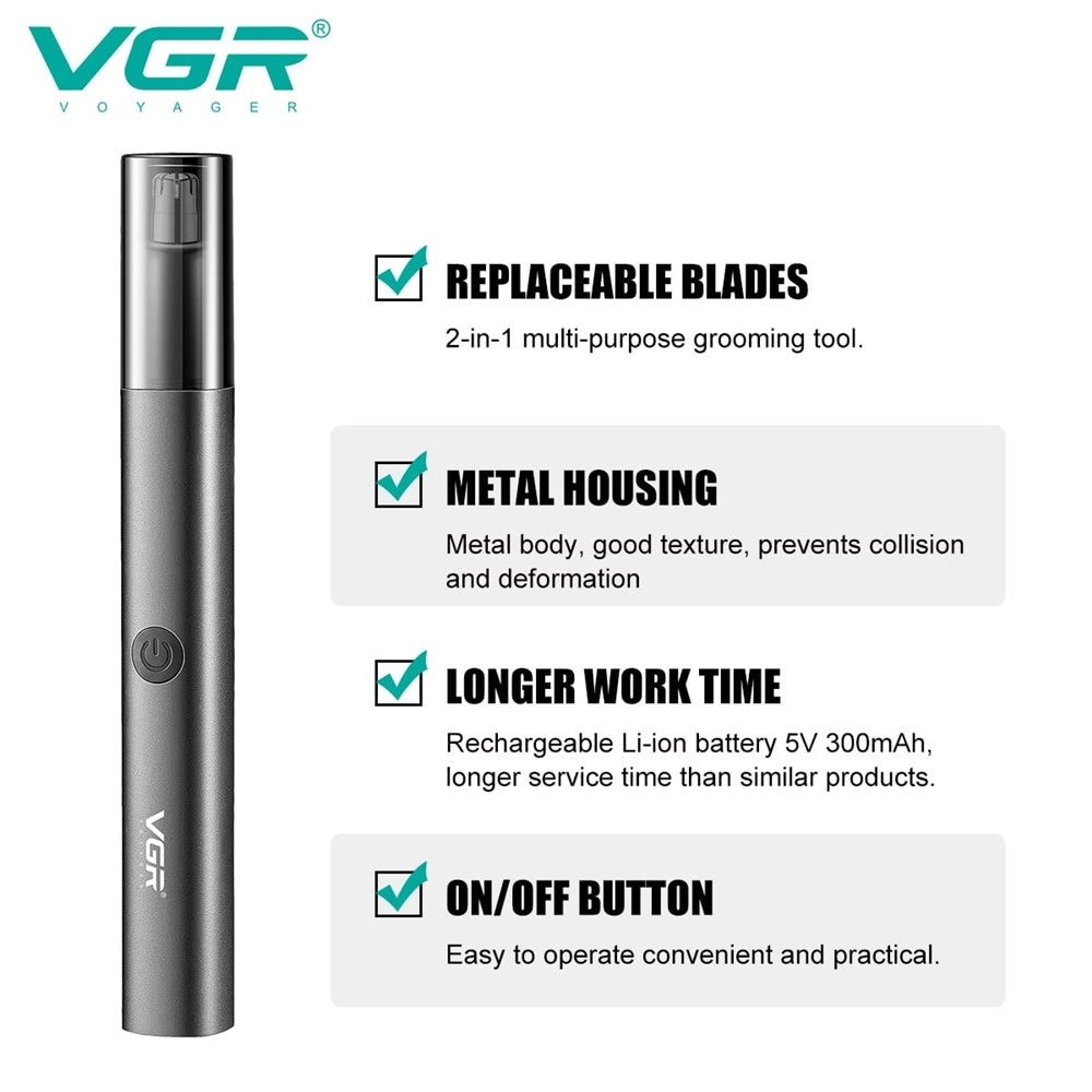 Trade Shop - Rifinitore A Batteria 2in1 Orecchie Naso Multifunzionale Professionale Vgr V-615 -
