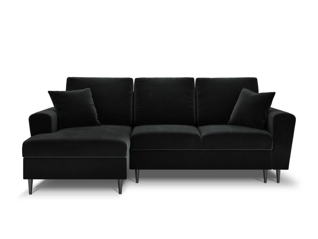 Cosmopolitan Design - Divano convertibile angolare sinistro con contenitore "Kyoto" 4 posti in velluto nero 