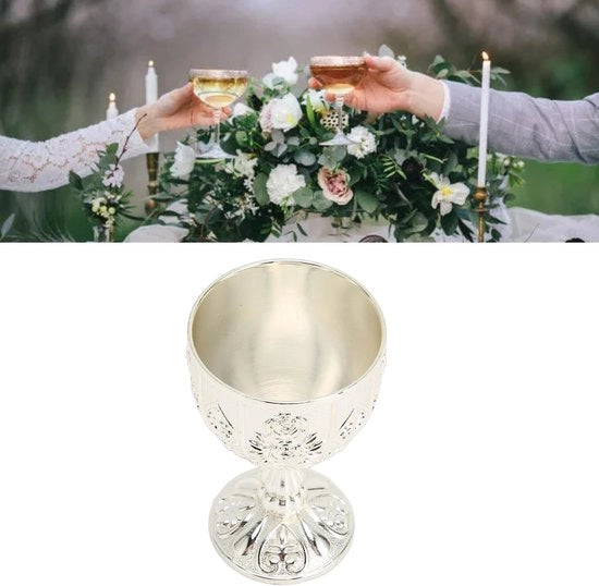 Vino da Tavola Vintage - Stile Retro - Ciotola a Zincatura - Disegno a Fregio con Fiori - Sostenibile - Resistente all'Usura - Calice per Vino