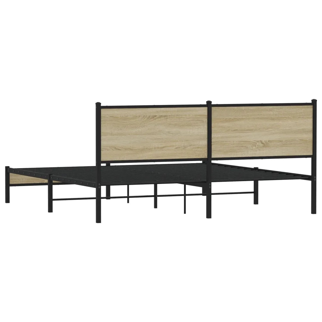 vidaXL Giroletto senza Materaso in Metallo Rovere Sonoma 183x213 cm