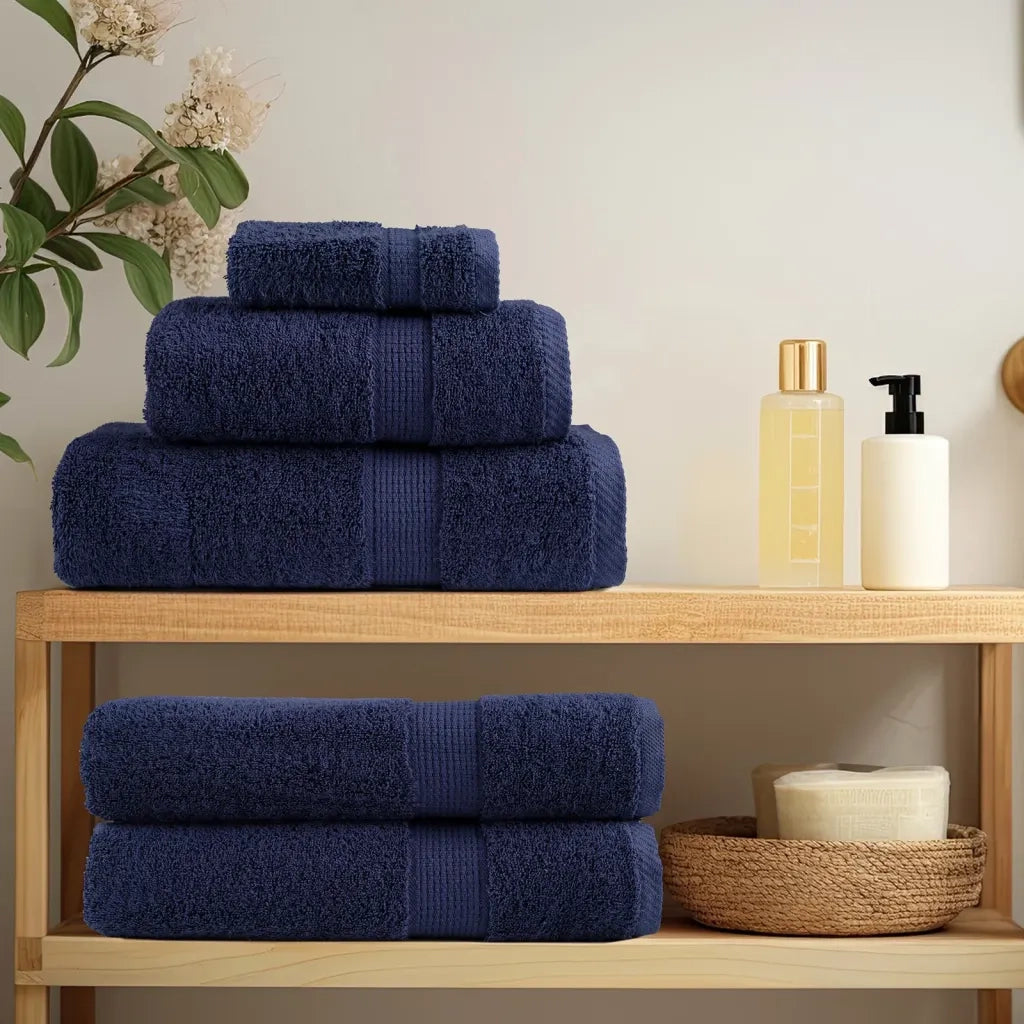 Asciugamani Premium SOLUND 4 pz | Teli per bagno Blu Navy 100x200 cm 600 g/m2