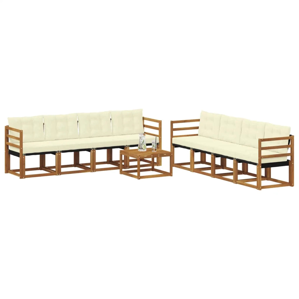 Set di divani da esterno con cuscino 9 pcs Naturale e Crema 3368509