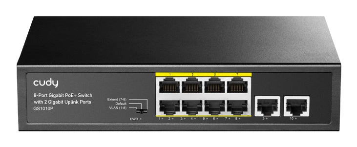 Switch 8p gigabit poe+da 30w+2prj45 20gbps 120w power supply - GS1010P