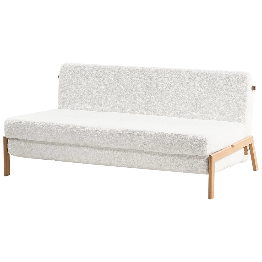 Divano letto in tessuto boucle bianco 2 cuscini per sedersi Scandinavo