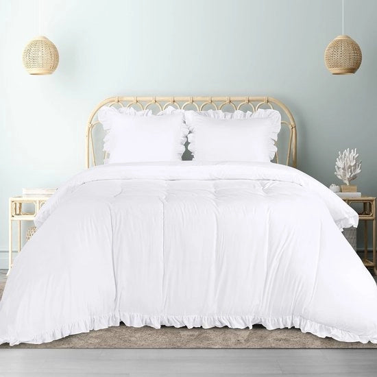 Set di coperte di letto eleganti con ruches - 200 x 200 cm + 2 coperte di cuscino
