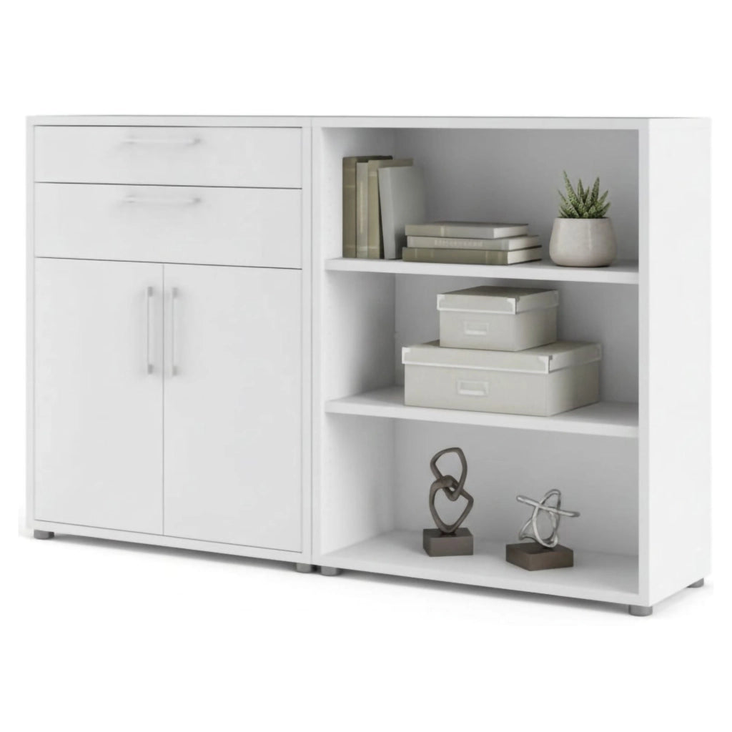 Credenza Albinea, Buffet da soggiorno, Madia da salotto, Dispensa da cucina, 178x40 h113 cm, Bianco