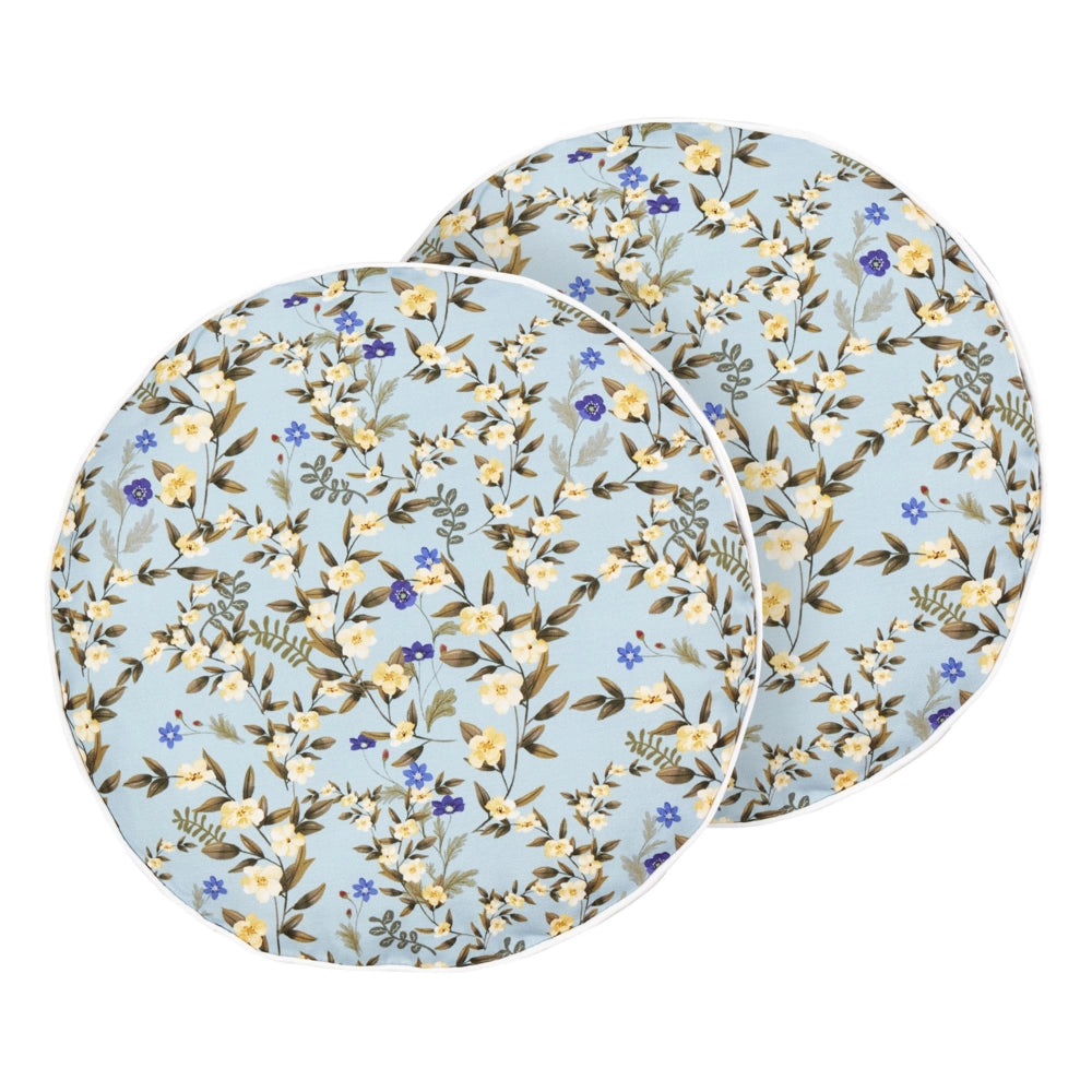 Set di 2 cuscini da giardino rotondi in tessuto blu con stampa floreale ⌀ 40 cm esterno patio