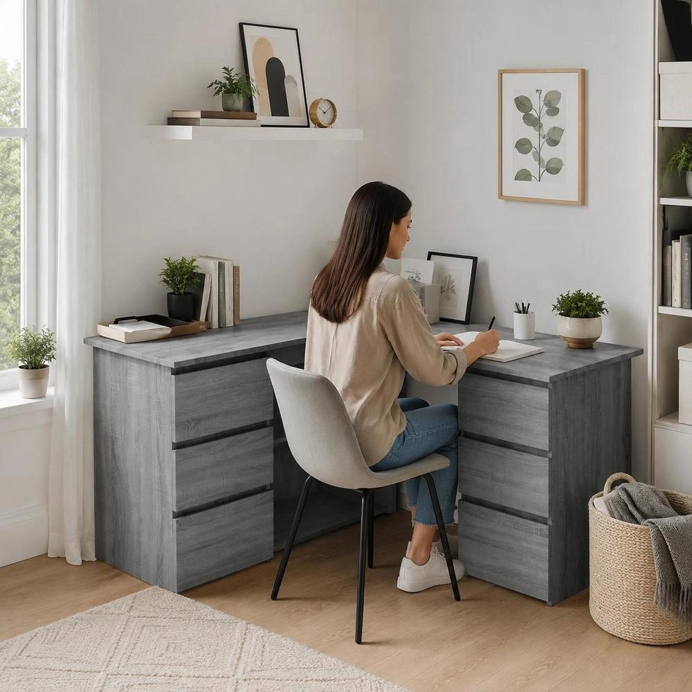 Corner Desk Grey Sonoma 145x100x76 Cm Wood Material