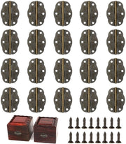 Mini Scharnieri Decorativi 20 pezzi - Inclinabili - Finitura Bronzo Antico - Resistente alla Corrosione - Scharnieri Decorativi per Casse e Cassetti