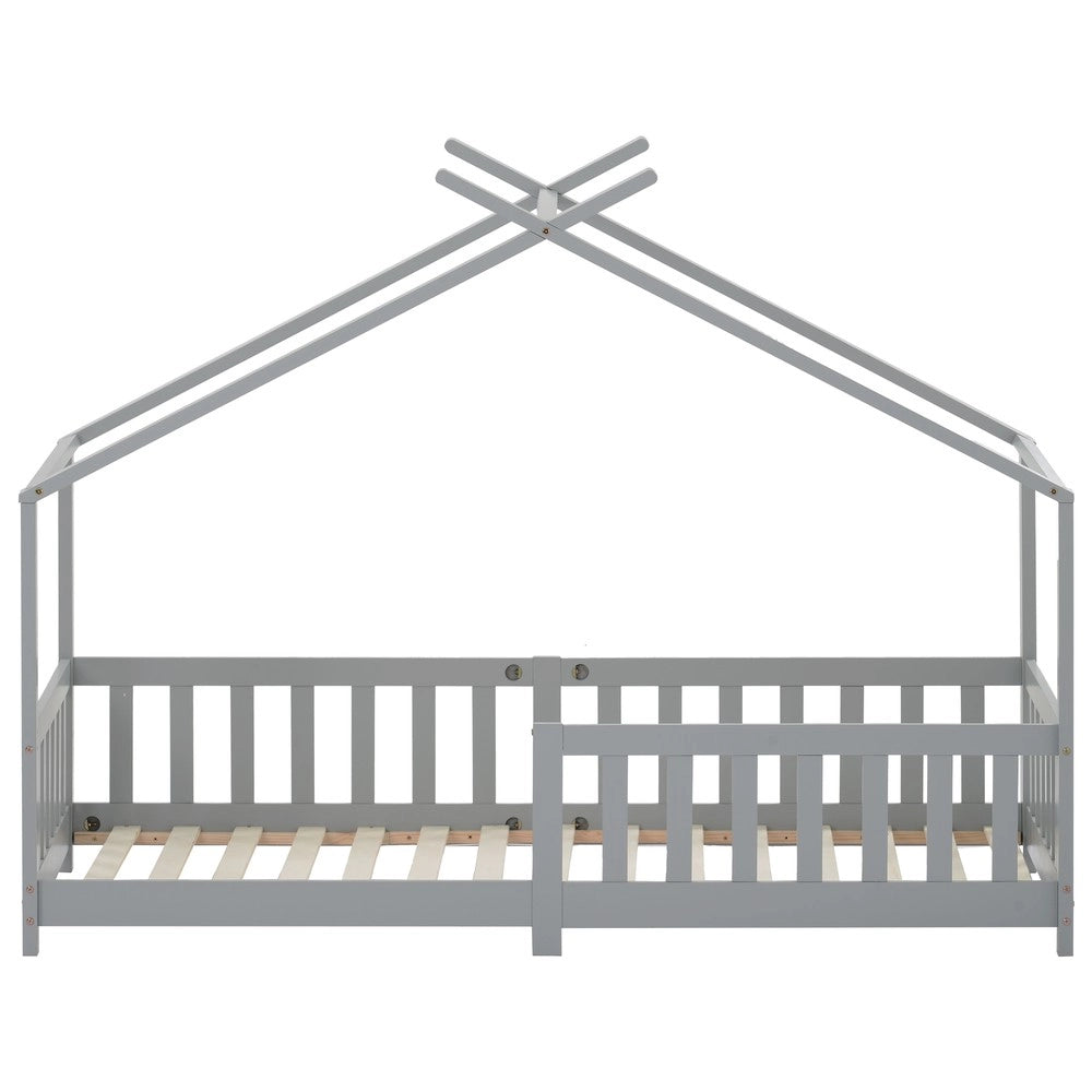 Letto Casetta Bambini in Legno Massello con Scala ¨C Xylo ¨C Grigio 90x200