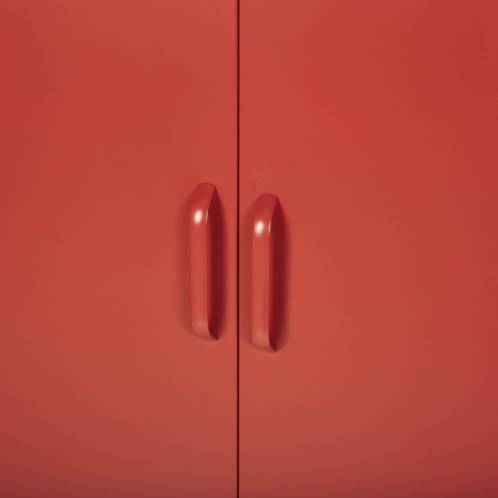 Armadio Portaoggetti Home Office Acciaio Rosso 2 Ante 4 Ripiani Design Industriale