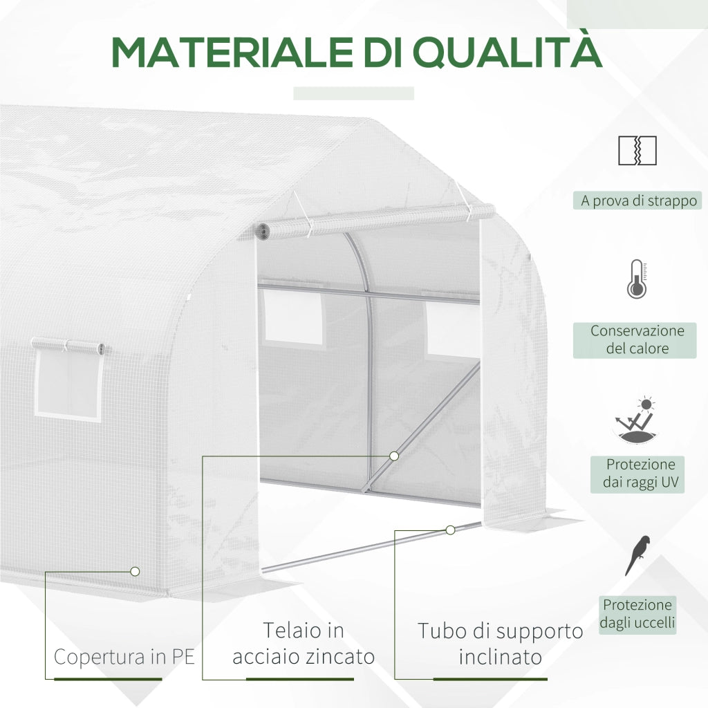 Serra da Giardino a Tunnel ¨C Zephmum ¨C Bianco, PE, Metallo, 4.5x3x2m
