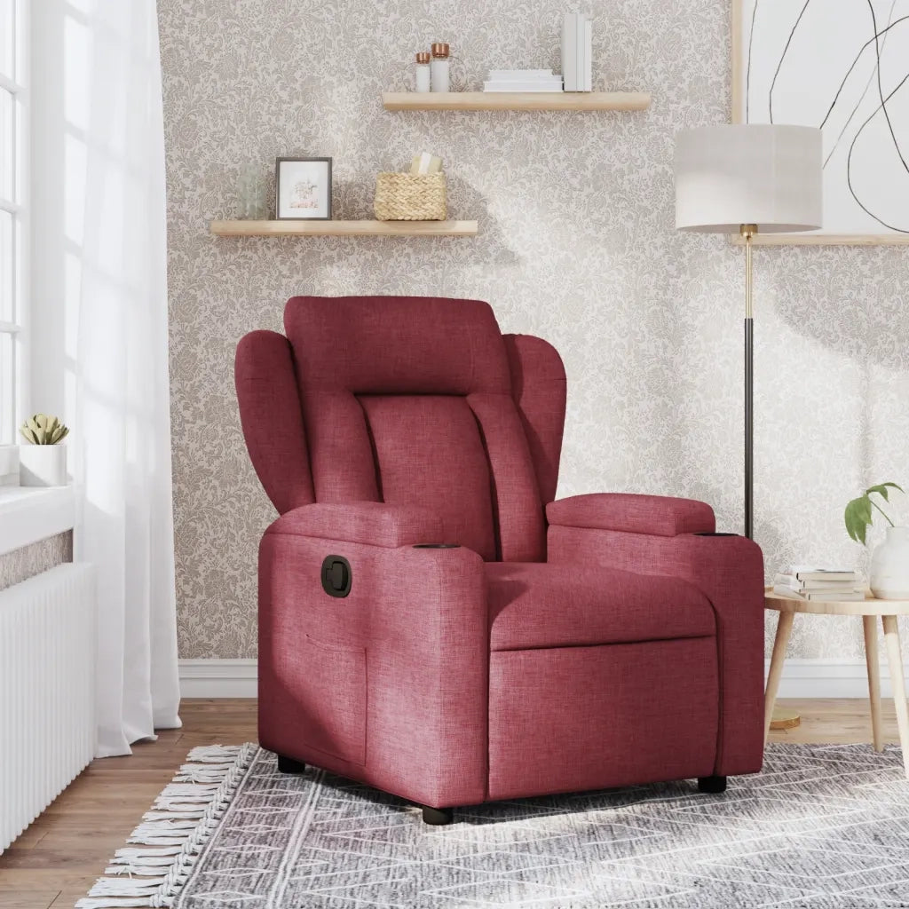 Divano Sedia-Poltrona Reclinabile in Tessuto Rosso Vino 333029