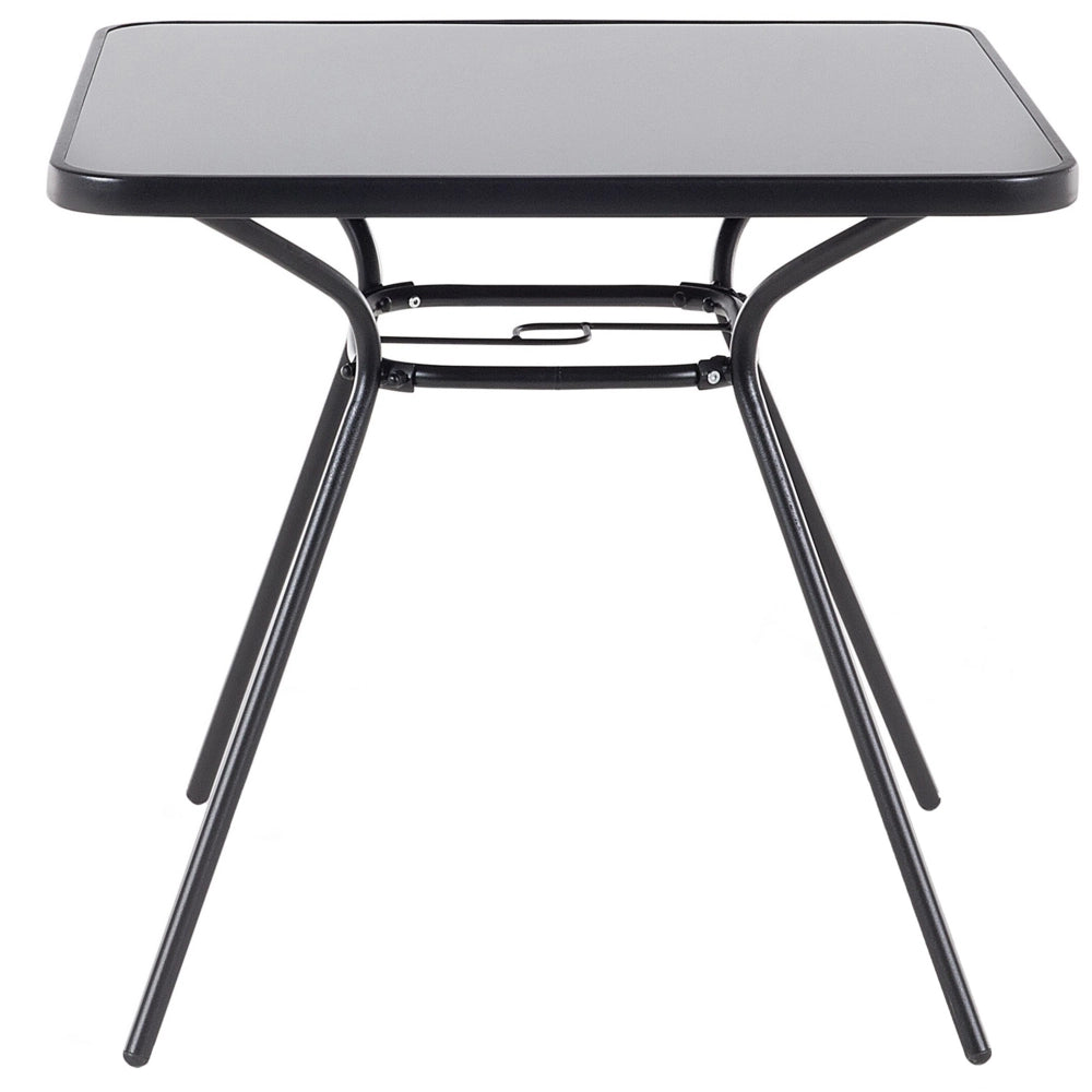 Set da pranzo all'aperto in acciaio Nero 5 pezzi tavolo sedie pieghevoli 4 posti giardino moderno