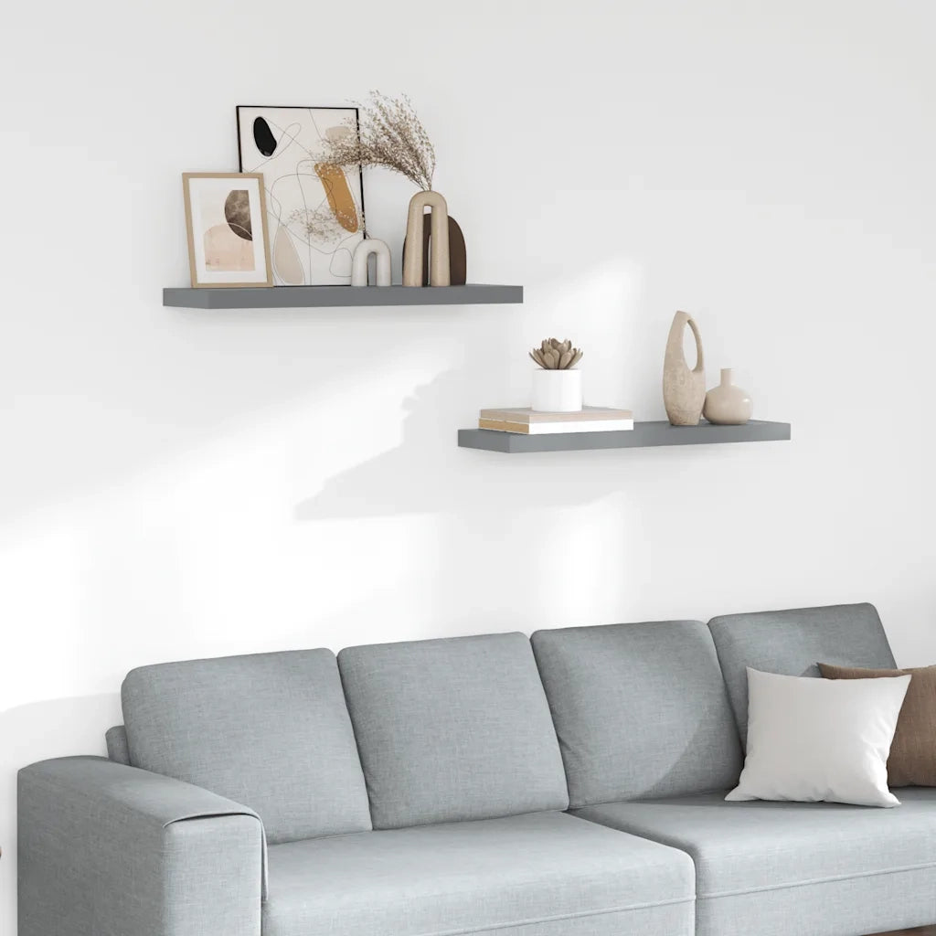 Scaffali a Parete 2 pz Grigi 80x23,5x3,8 cm in MDF cod mxl 33277