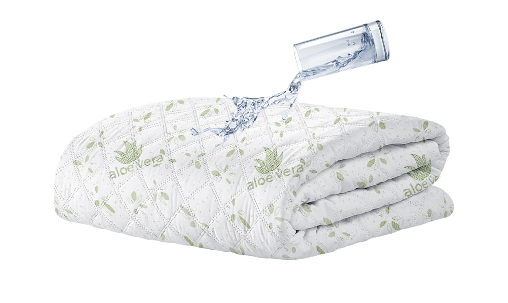 Coprimaterasso Trapuntato Impermeabile Aloe Vera Micro Traspirante Silenzioso Barriera Liquidi Lenzuolo Angoli Elasticizzati SalvaMaterasso Poliestere Bianco  Bianco - 140x200+30cm