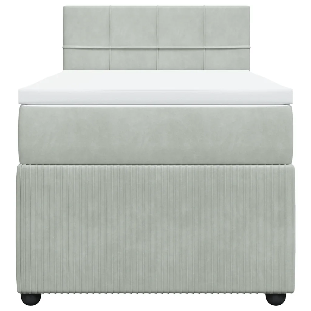 Giroletto a Molle con Materasso Grigio Chiaro 90x200 cm Velluto