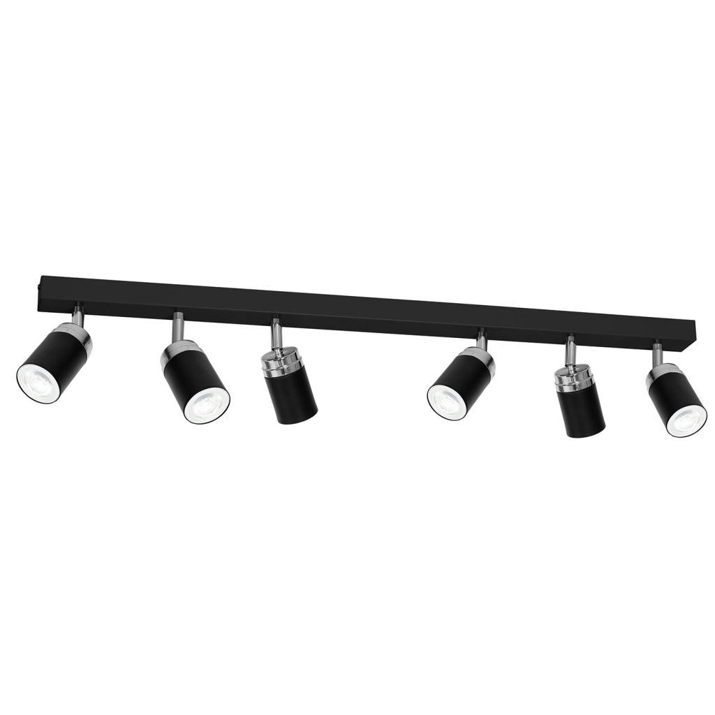 Plafoniera barra 6 faretti nero/cromo GU10 Reno Luminex