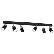 Plafoniera barra 6 faretti nero/cromo GU10 Reno Luminex