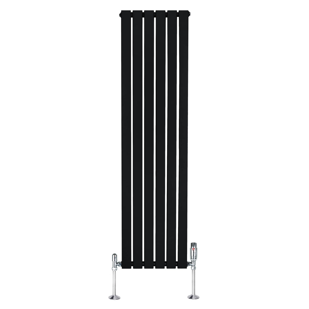 Radiatore Verticale 1600 x 420 mm con Valvole TRV Nero
