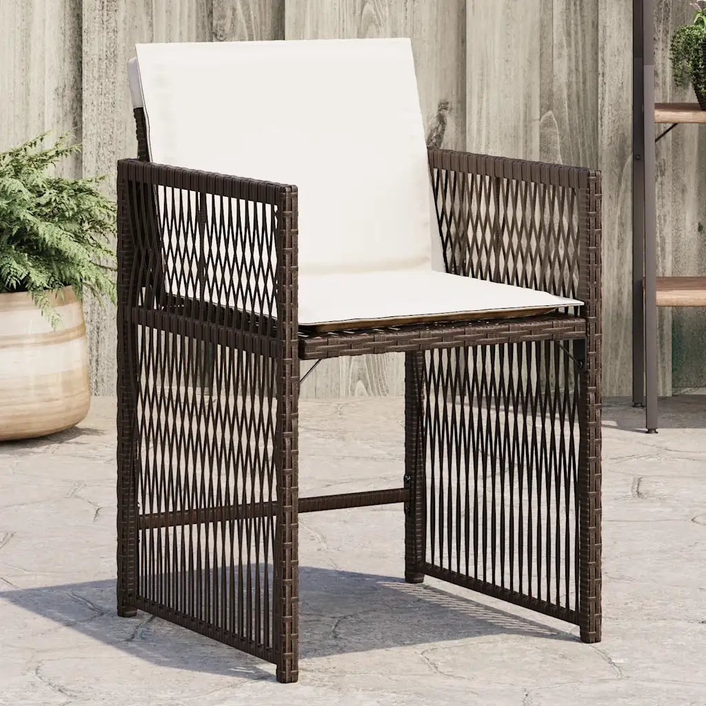 Sedie da Giardino con Cuscini 4 pz | Sedie da Esterno Marroni in Polyrattan