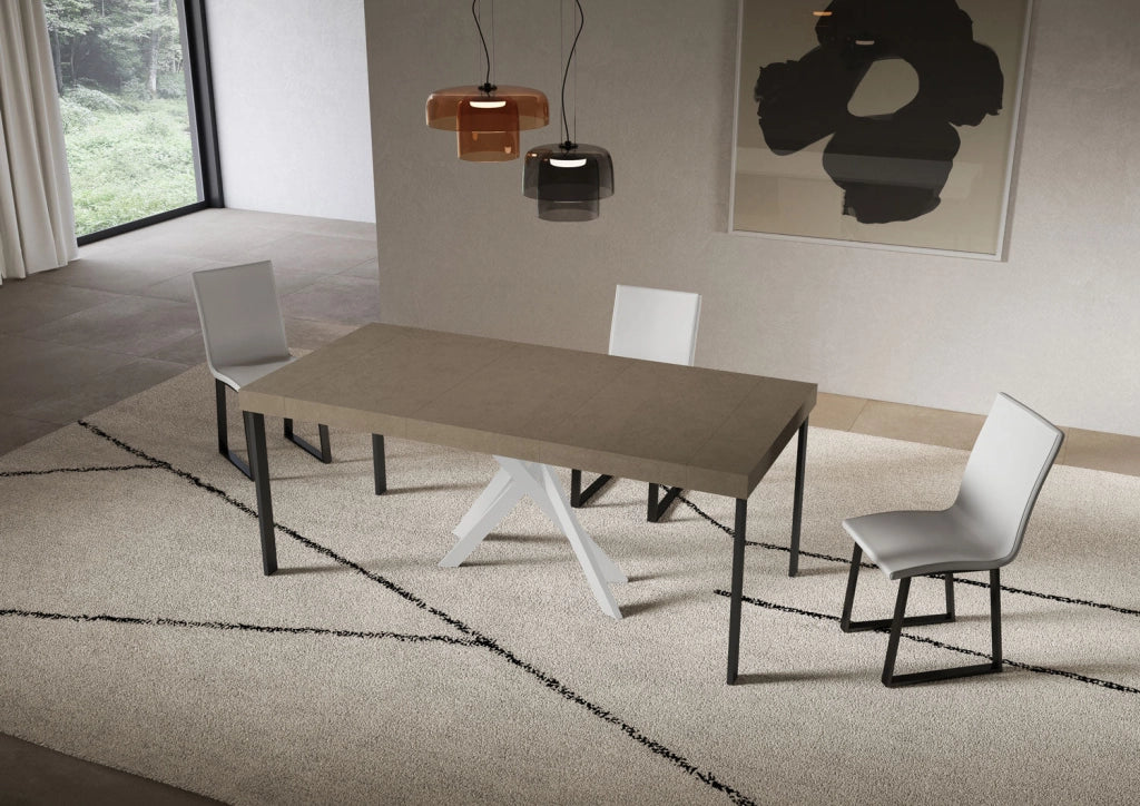 Consolle Allungabile 90-196x40x77 cm Saki Small Premium Tortora Gambe Bianche