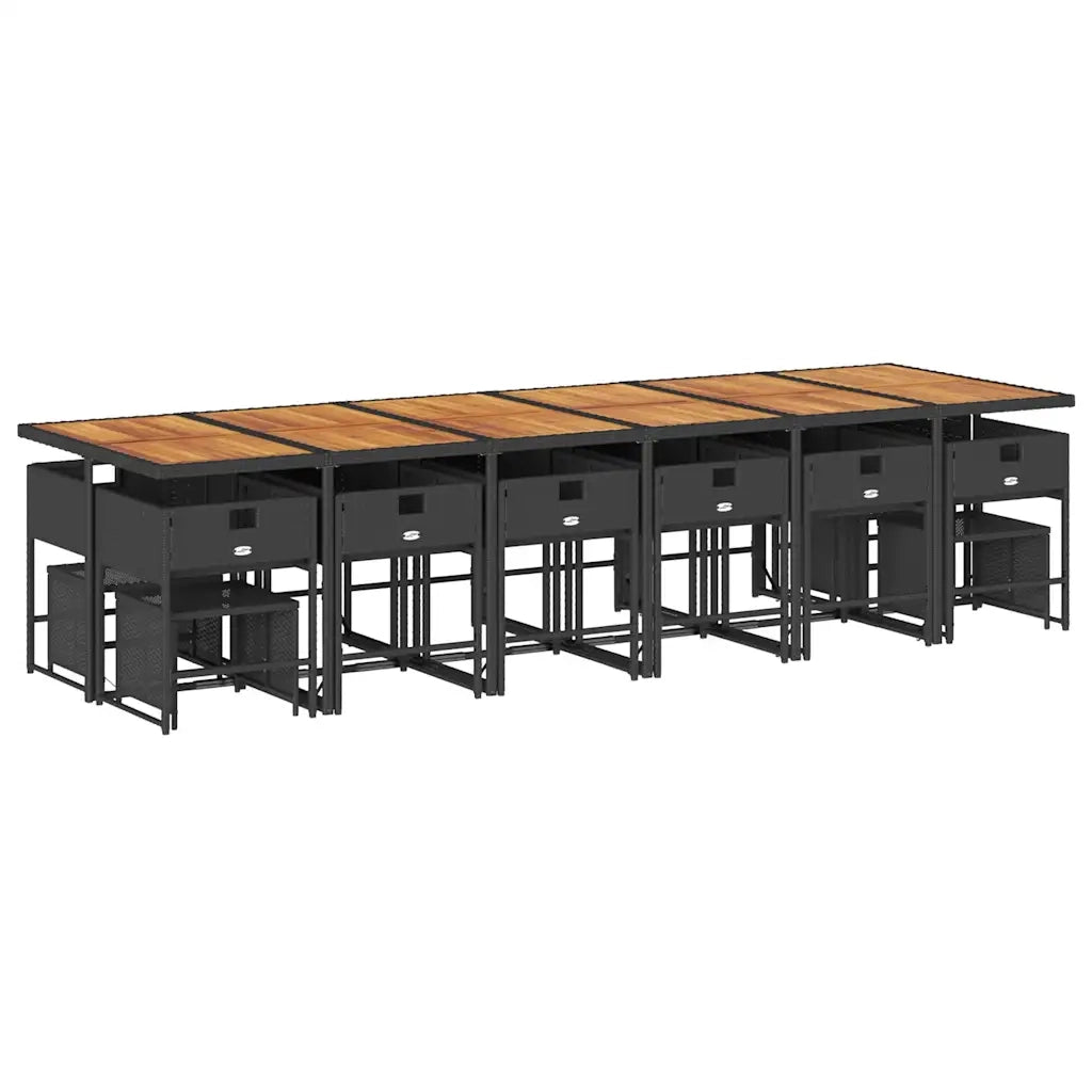 Set da Pranzo da Giardino 17 pz con Cuscini Nero in Polyrattan 3278138
