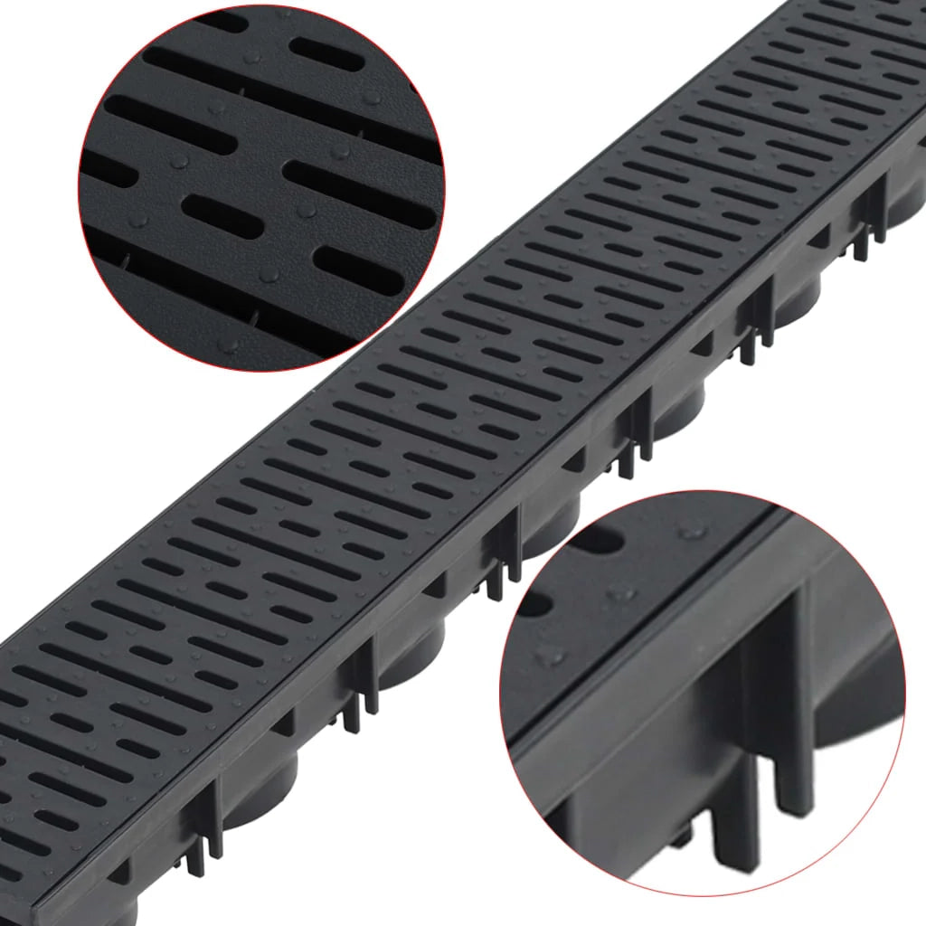Set di tre canaline di drenaggio in plastica nera da 3 m 02_0003068