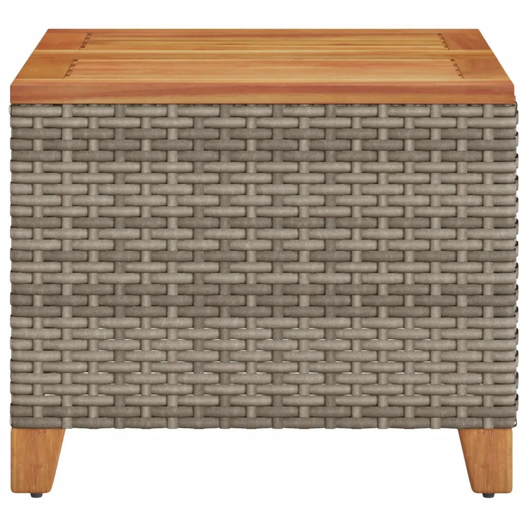 Tavolo da Giardino-Tavolo da esterno Grigio 45x45x37 cm Polyrattan e Legno Acacia