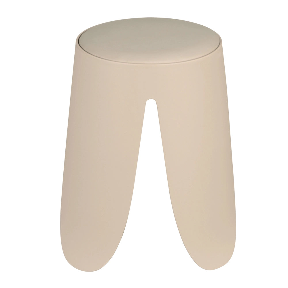 Sgabello per il bagno beige opaco con seduta imbottita e piedini antiscivolo Flores