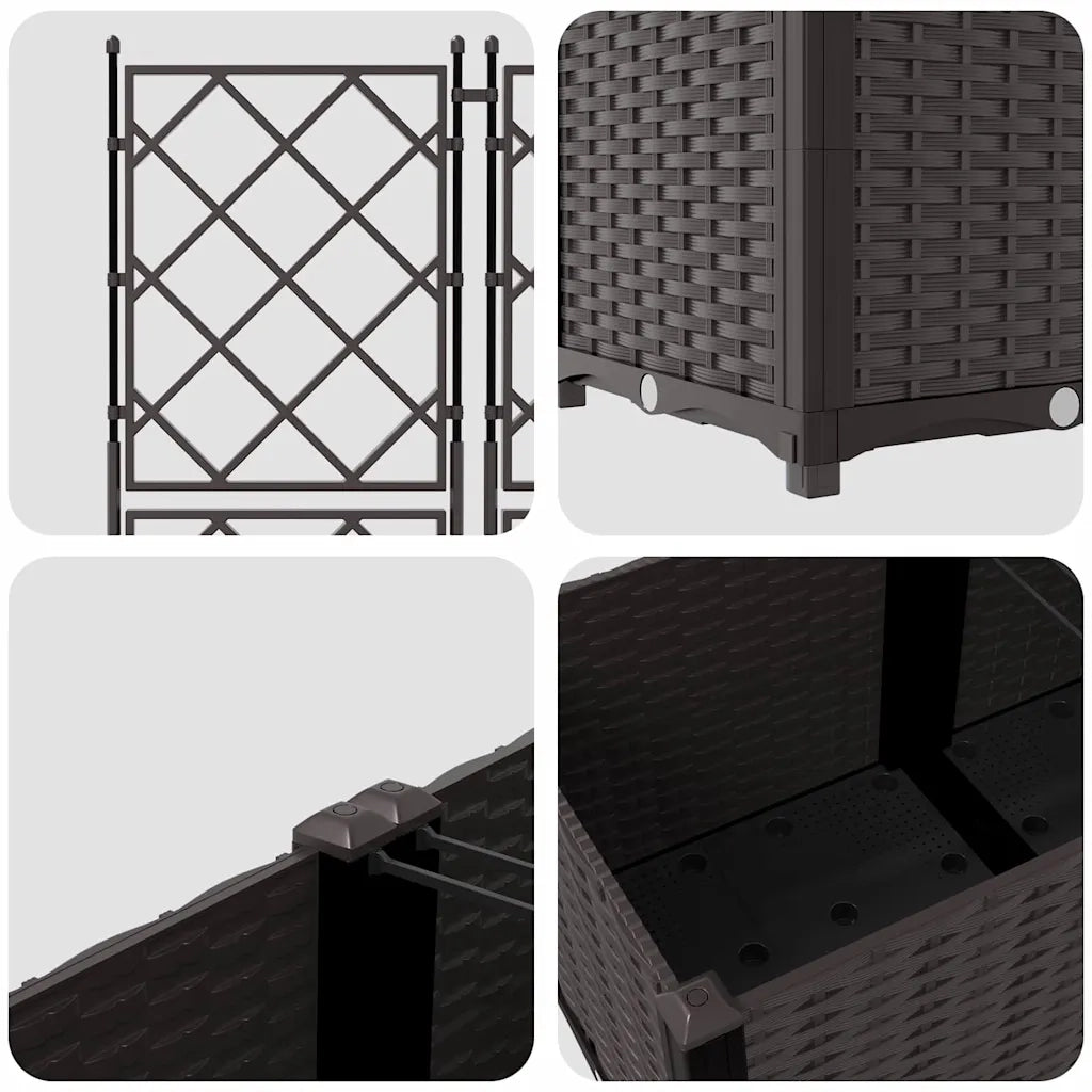 Vaso da giardino 3 pz-Set di 3 Fioriera da Esterno-Contenitore per Piante Marrone 80 x 80 x 143 cm Acciaio