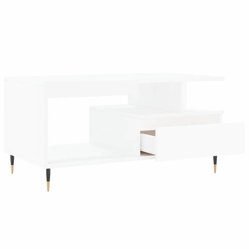 Tavolino da salotto | Tavolino da caff¨¨ | Tavolino da Soggiorno Bianco 90x49x45 cm in Legno Multistrato