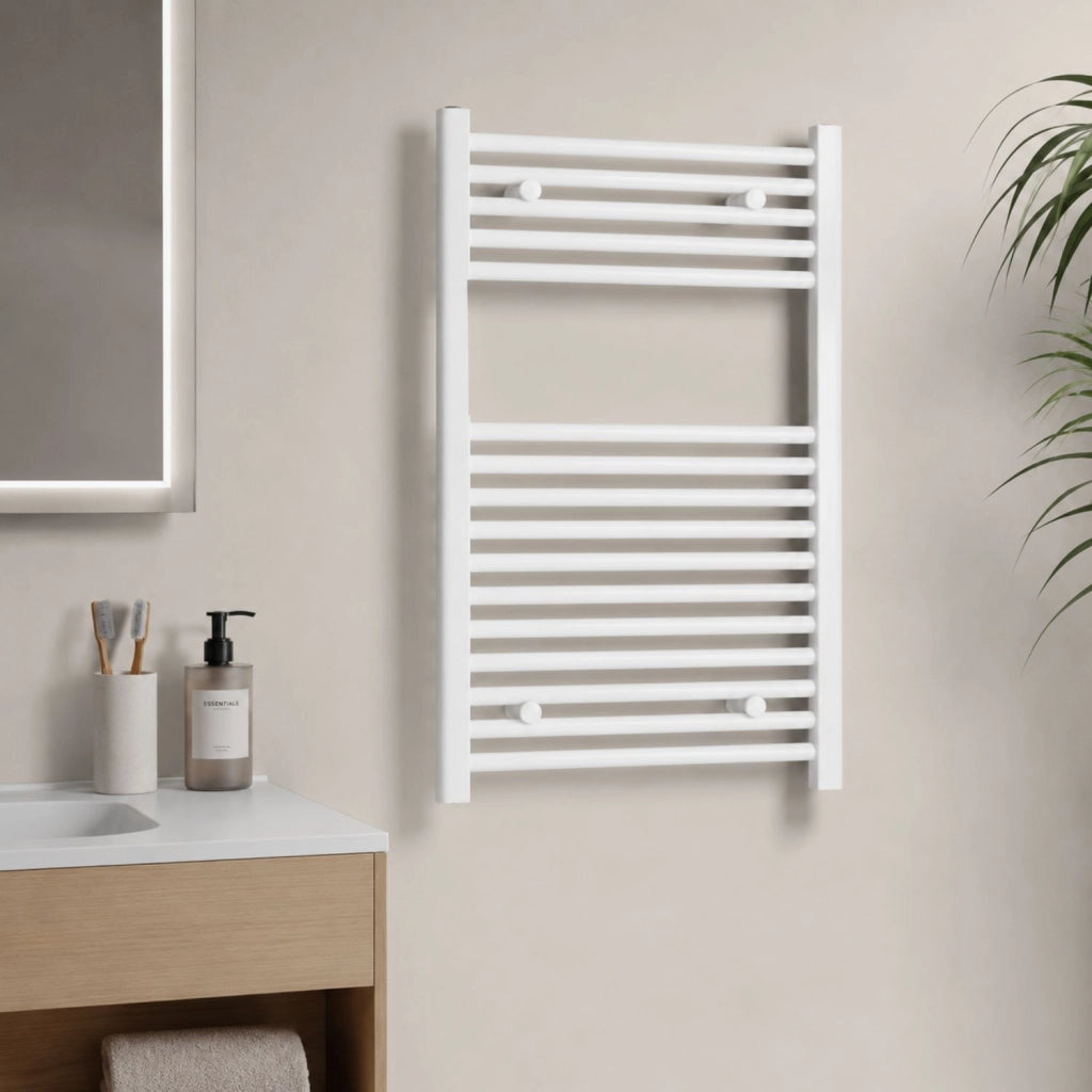 Termoarredo bianco in acciaio scaldasalviette per bagno elegante *** misure h770xl500xi450 16 tubi, pezzi 1